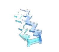 LEGO part Wave Angular Double with Bar Handle (Electric Zigzag) with Marbled Trans-Purple Pattern 59233pb01