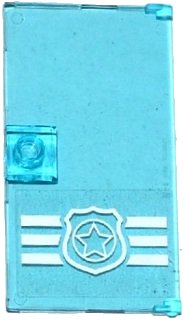 LEGO part Door 1 x 4 x 6 with Stud Handle with Police Badge on 3 White Stripes Bottom Pattern (Sticker) - Set 60069 60616pb013