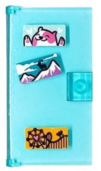 LEGO part Door 1 x 4 x 6 with Stud Handle with Postcards of Hamster, Goat on Snow Top Mountains, Rollercoaster Pattern (Stickers) - Set 41395 60616pb108