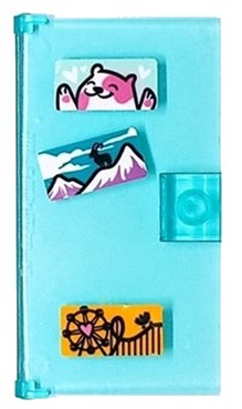 LEGO part Door 1 x 4 x 6 with Stud Handle with Postcards of Hamster, Goat on Snow Top Mountains, Rollercoaster Pattern (Stickers) - Set 41395 (60616pb108)