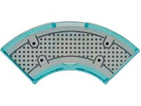 LEGO part Tile, Round Corner 2 x 2 Macaroni with Bottom Stud Holder with Black and Dark Bluish Gray Dots and Lines on Silver Background Pattern 7836pb001