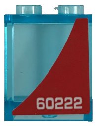 LEGO part Panel 1 x 2 x 2 with Side Supports - Hollow Studs with White '60222' on Red Background Pattern Model Left Side (Sticker) - Set 60222 87552pb064L