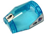 LEGO part Windscreen 7 x 6 x 2 2/3 Canopy with Blue and Red Classic Space Logo, Black and Light Bluish Gray Air Intake Vents Pattern on Both Sides (Stickers) - Sets 60349 / 60350 92832pb01