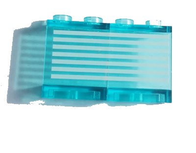 LEGO onderdeel Stickered Assembly 4 x 1 x 2 with 7 Horizontal White Stripes Pattern (Sticker) - Set 7890 - 2 Panel 1 x 2 x 2 (BA078pb02)