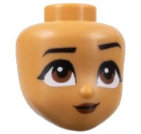 LEGO part Mini Doll, Head Friends with Black Eyebrows, Left Raised, Reddish Brown Eyes and Lips, and Smirk Pattern (Moana) 101796