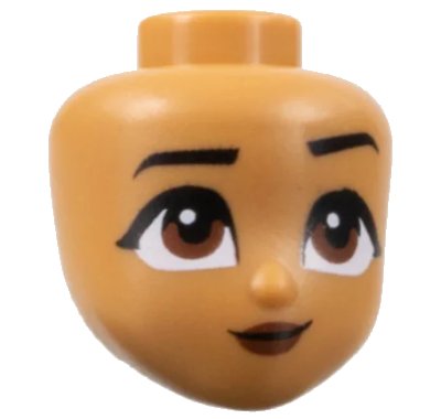 LEGO onderdeel Mini Doll, Head Friends with Black Eyebrows, Left Raised, Reddish Brown Eyes and Lips, and Smirk Pattern (Moana) (101796)