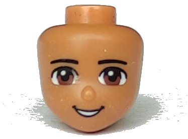 LEGO part Mini Doll, Head Friends Male with Brown Eyes, Black Lips and Open Mouth Pattern (14014)