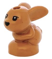 Bunny / Rabbit, Friends, Baby, Sitting with Black Eyes and Nose Pattern (Chili / Mini / Minu) in mittelnougat, LEGO Teilenummer 18852pb01