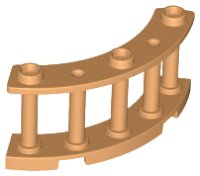 LEGO onderdeel Hek 4 x 4 x 2 Kwart Rond met Spijlen en 3 Stiften 21229