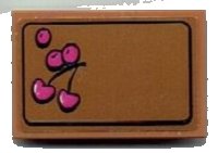 LEGO part Tile 2 x 3 with Cutting / Chopping Board and Cherries Pattern (Sticker) - Set 41393 26603pb207
