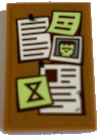 LEGO part Tile 2 x 3 with Bulletin Board / Pinboard with White and Yellowish Green Notes and Monster Picture Pattern (Sticker) - Set 70425 26603pb405