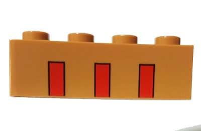 LEGO part Brique 1 x 4 avec motif de 3 rayures rouges partielles (3010pb290)