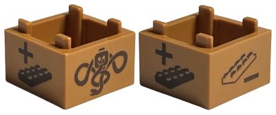 LEGO part Container, Box 2 x 2 x 1 - Top Opening with Flat Inner Bottom with HP Game Spinner / Dreidel Actions with Dark Mark, Plus and Minus Signs, and Plates Pattern (35700pb08)