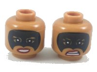 LEGO part Minifigure, Head Dual Sided Female, Black Eye Mask, Red Lips, Smile / Scowl Pattern 3626pb1984