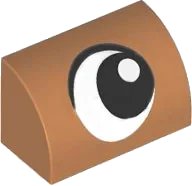 Slope, Curved 1 x 2 with Black and White Eye Looking Right Pattern in mittelnougat, LEGO Teilenummer 37352pb035