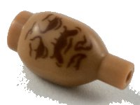 LEGO onderdeel Plant Root Vegetable with Stud and Bar with Reddish Brown Eyes, Mouth, and Wrinkles Pattern (HP Mandrake Face) 37681pb01