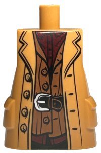 LEGO onderdeel Torso Large, Long Coat with Molded Pockets with Broad Lapels, Red Shirt, Reddish Brown Vest, and Black Belt with Silver Buckle Pattern 37777pb01