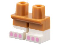 LEGO part Legs Short with Molded White Lower Legs / Boots and Printed Bright Pink Toes Pattern 41879pb034