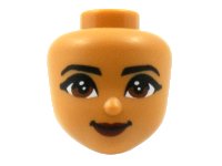 LEGO part Mini Doll, Head Friends with Black Eyebrows, Reddish Brown Eyes, Dark Red Lips and Closed Mouth Pattern 72403