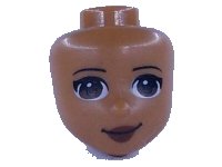LEGO part Mini Doll, Head Friends with Dark Brown Eyes, Dark Red Lips and Closed Mouth Smile Pattern 74697