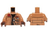LEGO part Torso SW Jacket with Pockets, Zipper and Gadgets, Black Undershirt Pattern / Medium Nougat Arms / Reddish Brown Hands 973pb2119c01