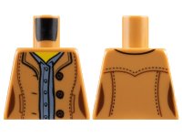 LEGO part Torso Female Jacket Open with 3 Buttons over Sand Blue Shirt Pattern 973pb3164
