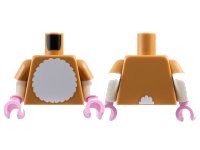 LEGO part Torso White Furry Chest and Tail on Back Pattern / White Arms with Molded Medium Nougat Short Sleeves Pattern / Bright Pink Hands 973pb5913c01