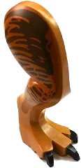 LEGO part Dinosaur Leg Large (Rear) Tyrannosaurus rex with Pin, Black Claws and Brown and Dark Orange Stripes Pattern - Right 98062c01pb04