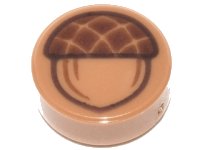LEGO part Tile, Round 1 x 1 with Acorn with Reddish Brown Cap Pattern 98138pb070