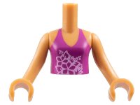 LEGO onderdeel Torso Mini Doll Girl Magenta Halter Top with Flowers Pattern, Medium Nougat Arms with Hands FTGpb016c01