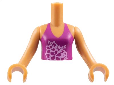 LEGO onderdeel Torso Mini Doll Girl Magenta Halter Top with Flowers Pattern, Medium Nougat Arms with Hands (FTGpb016c01)