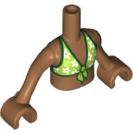 LEGO part Torso Mini Doll Girl Lime Bikini Top with White Flowers and Dark Green Trim Pattern, Medium Nougat Arms with Hands FTGpb129c01