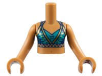 LEGO part Torso Mini Doll Girl Dark Blue Halter Top with Gold Trim Pattern, Medium Nougat Arms with Hands FTGpb233c01