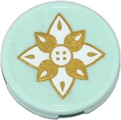 LEGO part Tile, Round 2 x 2 with Bottom Stud Holder with Flower with Gold and White Petals Pattern (Sticker) - Set 41078 (14769pb078)