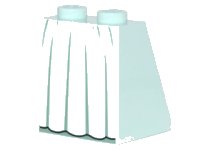 LEGO part Slope 65 2 x 2 x 2 with Bottom Tube with Minifigure Dress / Skirt / Robe, Sand Green Long Folds and Black Hem Pattern 3678bpb097
