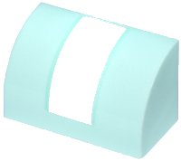LEGO part Slope, Curved 1 x 2 with Wide Vertical White Stripe Pattern (Super Mario Boomerang Bro / Fire Bro / Hammer Bro / Ice Bro Hat Back) 37352pb020