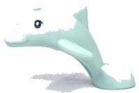 LEGO onderdeel Dolphin Baby, Friends, Jumping with Black Eyes and Eyebrows Pattern 49579pb01