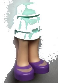 LEGO part Mini Doll Hips and Skirt Layered, Light Nougat Legs and Medium Lavender Shoes with Open Fronts Pattern - Thick Hinge 92250c00pb21