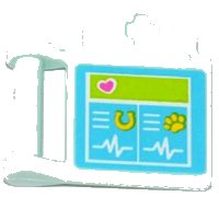 LEGO onderdeel Friends Accessories Medical Clipboard with Bar Handle with Pink Heart, Yellow Horseshoe, Paw Print and White Heart Monitor Lines Pattern (Sticker) - Set 3188 98393bpb01