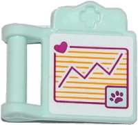 LEGO onderdeel Friends Accessories Medical Clipboard with Bar Handle with Chart with Pink Heart and Paw Print Pattern (Sticker) - Set 41085 98393bpb02