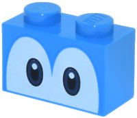 LEGO part Steen 1 x 2 con Ojos Azul Oscuro y Negro sobre Patrón Fondo Blanco (Super Mario Yoshi) 3004pb206
