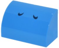 LEGO part Slope, Curved 1 x 2 with 2 Dark Blue Curved Lines Pattern (Super Mario Blue Yoshi Nostrils) 37352pb025