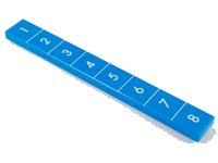 LEGO part Tile 1 x 8 with White Stud Measurements 1-8 Pattern 4162pb233