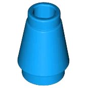 Cone 1 x 1 with Top Groove in azzurro scuro, numero pezzo LEGO 4589b