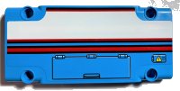LEGO part Technic, Panel Plate 5 x 11 x 1 with Red Line, White Stripe Outlined in Red, Warning Sign and Hatch Pattern Model Right Side (Sticker) - Set 42070 64782pb057R