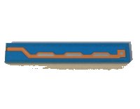 LEGO part Tile 1 x 6 with Orange and Silver Circuitry on Dark Azure Background Pattern Model Left Side (Sticker) - Set 70351 6636pb184L