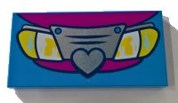 LEGO part Tile 2 x 4 with Car Front Grille with Heart and Lights Pattern 87079pb0598