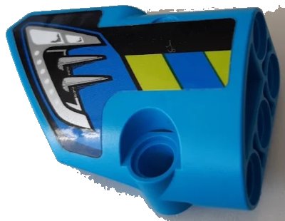 LEGO onderdeel Technic, Panel Fairing # 1 Small Smooth Short, Side A with Silver Headlight, Blue and Lime Diagonal Stripes Pattern (Sticker) - Set 42091 (87080pb075)