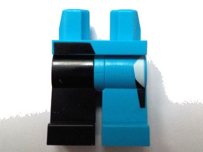 LEGO onderdeel Hips and 1 Dark Azure Left Leg, 1 Black Right Leg with Black and White Quadrangles Pattern (970d57pb01)