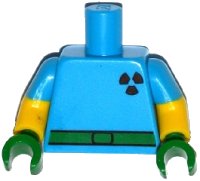 LEGO part Torso Simpsons Green Belt and Purple Radioactivity Warning Pattern / Yellow Arms with Molded Dark Azure Short Sleeves Pattern / Green Hands 973pb1997c01